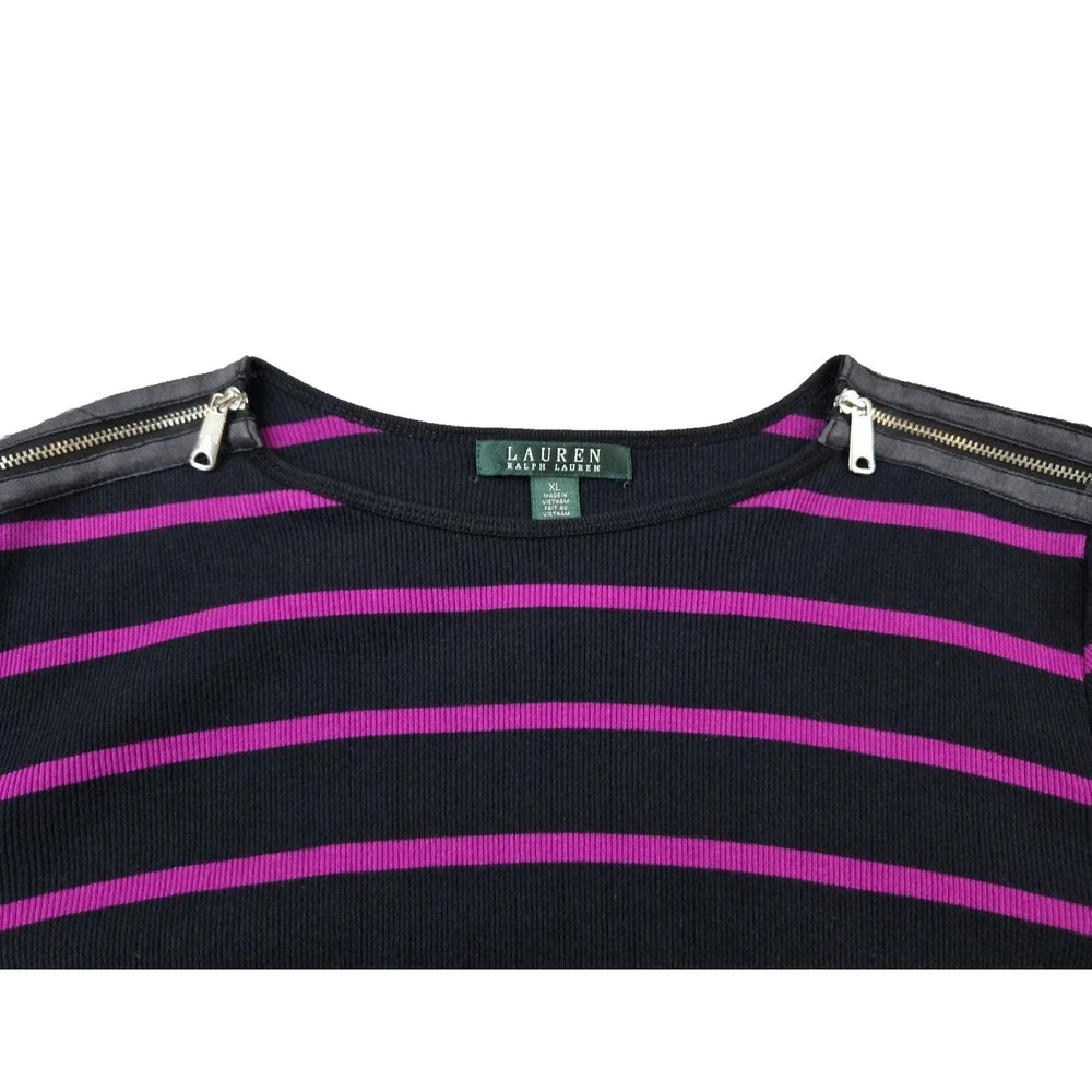 Lauren Ralph Lauren Women's Ribbed Long Sleeve Shirt wih Zipper Details XL - Picture 3 of 9